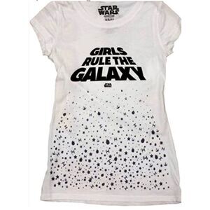 Junior Womens Star Wars Girls Rule Shirt The Galaxy - Sz M 7/9